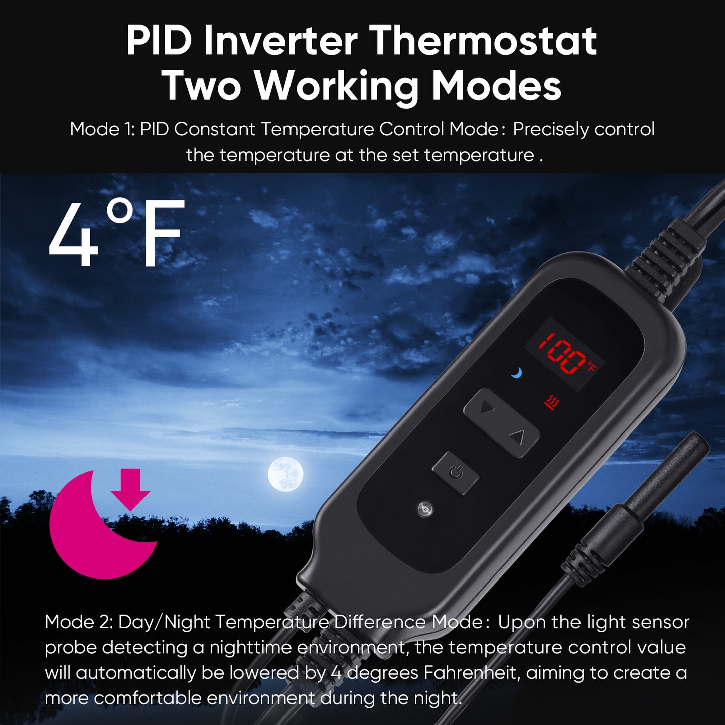 5.5 inch Reptile Heat Lamp with Thermostat, UVB Reptile Light Fixture with Dimming Thermostat, Deep Dome Reptile Lamp Fixture Max 100W for Bearded Dragon, Turtles, Snake and Lizard Terrarium