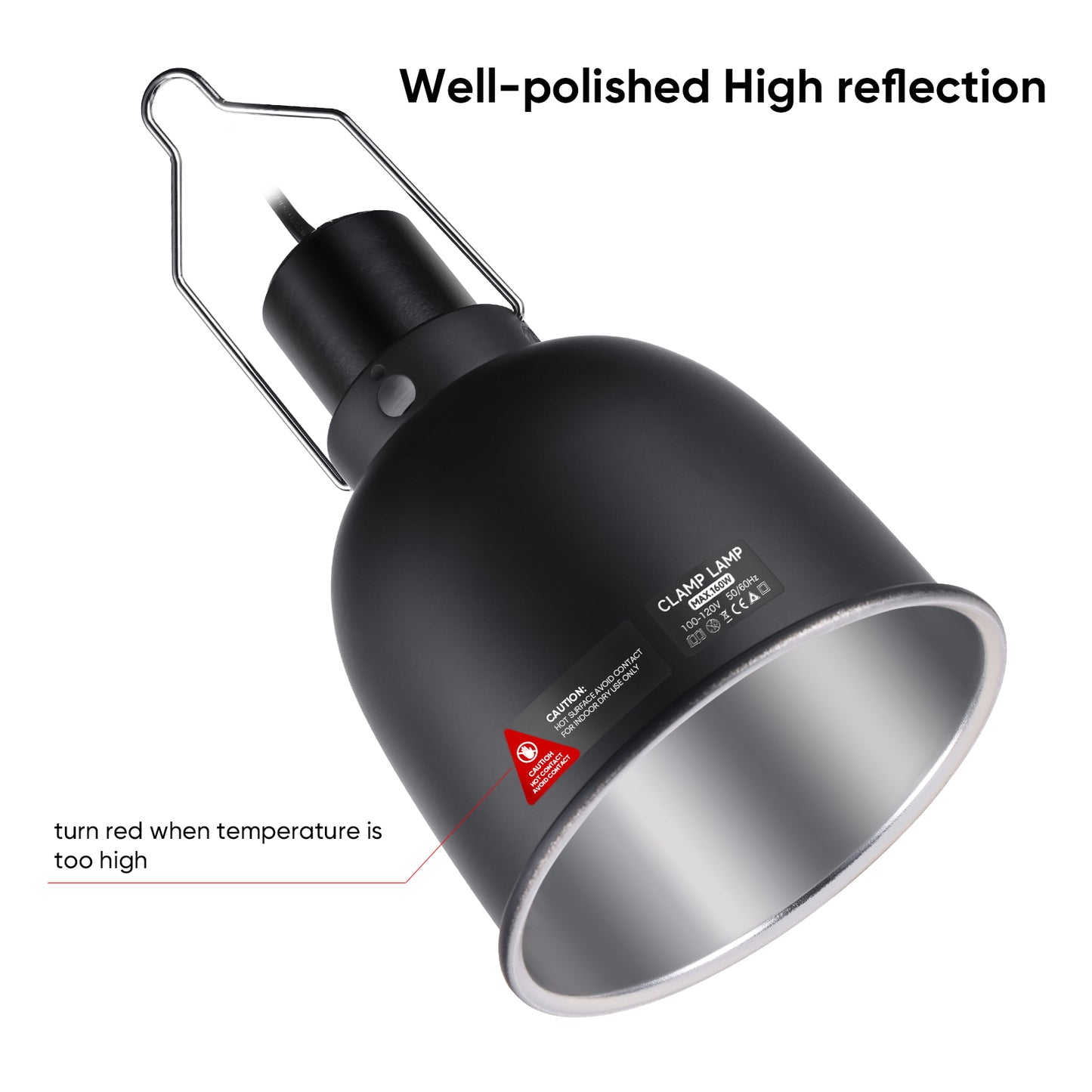 5.5 inch Reptile Heat Lamp with Thermostat, UVB Reptile Light Fixture with Dimming Thermostat, Deep Dome Reptile Lamp Fixture Max 100W for Bearded Dragon, Turtles, Snake and Lizard Terrarium