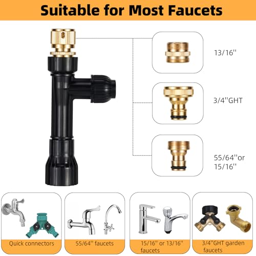 Gravel Vacuum for Aquarium Fish Tank Siphon Aquarium Water Changer with Three Metal Faucet Adapter and Long Hose 30 FT