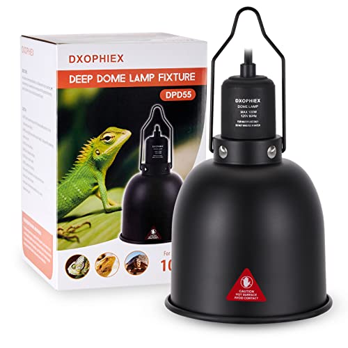 5.5inch Deep Dome Reptile Heat Lamp Reptile Light Fixture UVB Reptile Light Fixture Max 100W for Bearded Dragon, Turtles, Snake and Lizard Terrariu