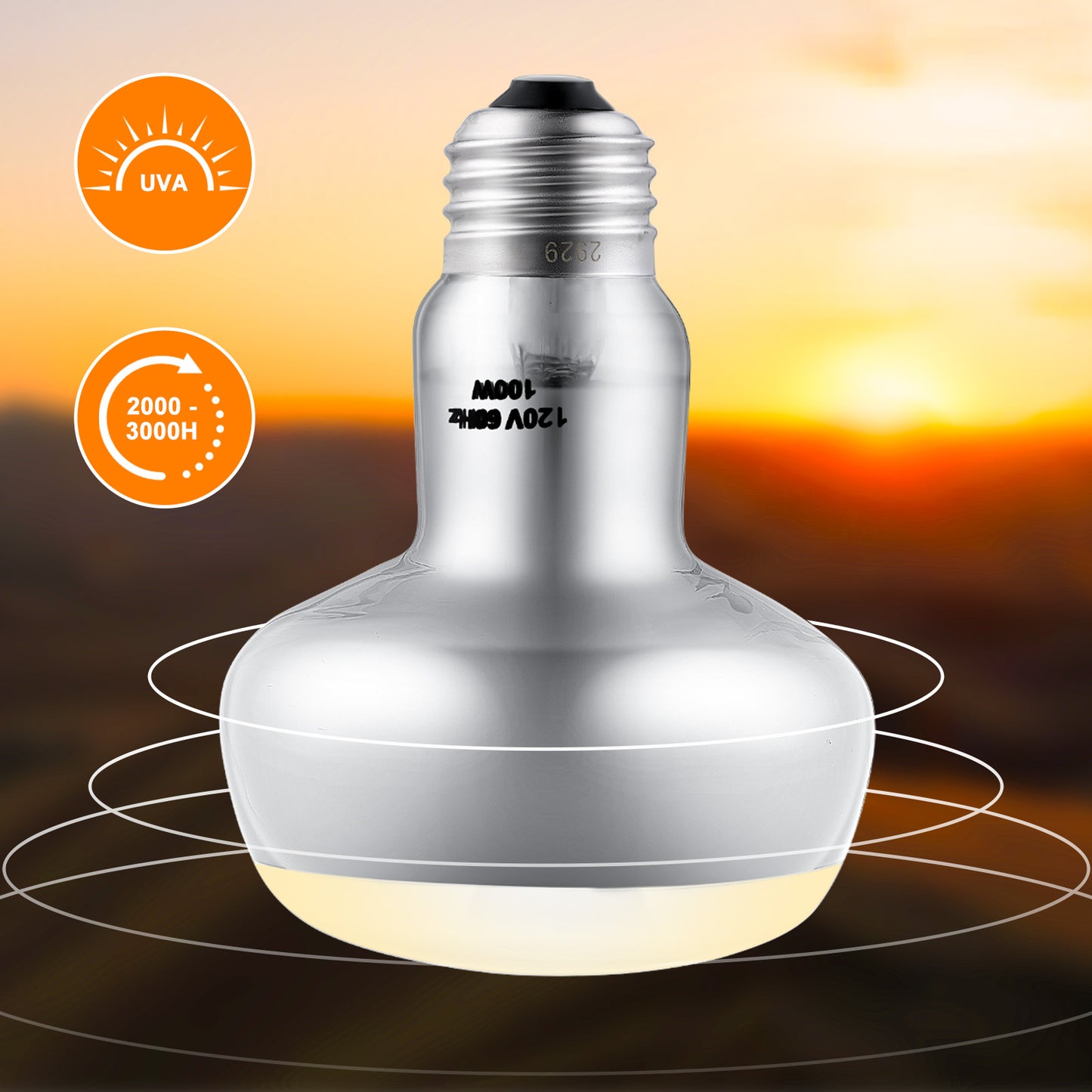 DXOPHIEX 2 Pack 100W Reptile Heat Lamp Bulbs Reptile Heat Bulbs, UVA Basking Bulb and Infrared Light Bulb Combo, Basking Bulb Basking Light for Bearded Dragon, Turtles, Snake and Lizard