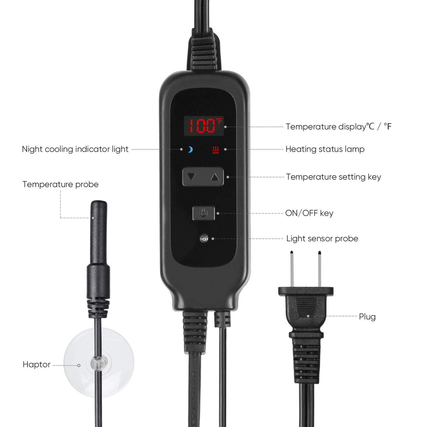 5.5 inch Reptile Heat Lamp with Thermostat, UVB Reptile Light Fixture with Dimming Thermostat, Deep Dome Reptile Lamp Fixture Max 100W for Bearded Dragon, Turtles, Snake and Lizard Terrarium