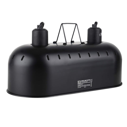 15inch Light Fixture, Max 150W Dual Reptile Heat Lamp Fixture with Separate Switches, Double Dome UVB Light Fixture