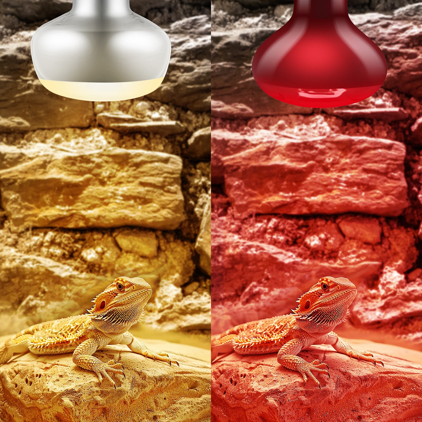DXOPHIEX 2 Pack 100W Reptile Heat Lamp Bulbs Reptile Heat Bulbs, UVA Basking Bulb and Infrared Light Bulb Combo, Basking Bulb Basking Light for Bearded Dragon, Turtles, Snake and Lizard
