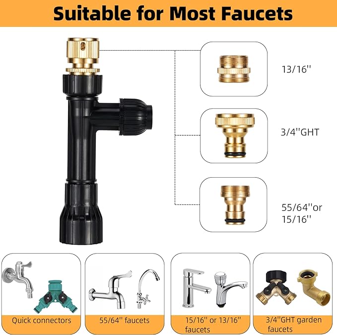 Gravel Vacuum for Aquarium Fish Tank Siphon Aquarium Water Changer with Three Metal Faucet Adapter and Long Hose 50 FT