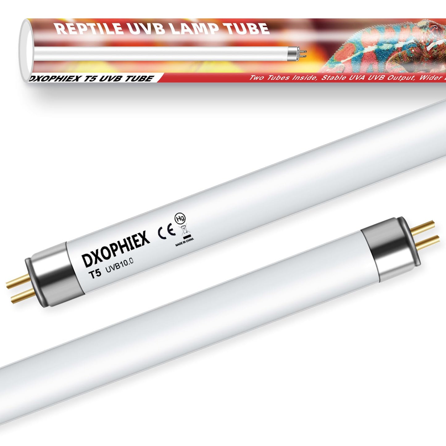10.0 T5 UVB Reptile Light 2 Pack 24W Reptile UVB Bulb,UVA UVB Reptile Light Bulb,UVB Light for Reptiles for Bearded Dragon,Chameleon,Tortoises, Lizards and Turtles