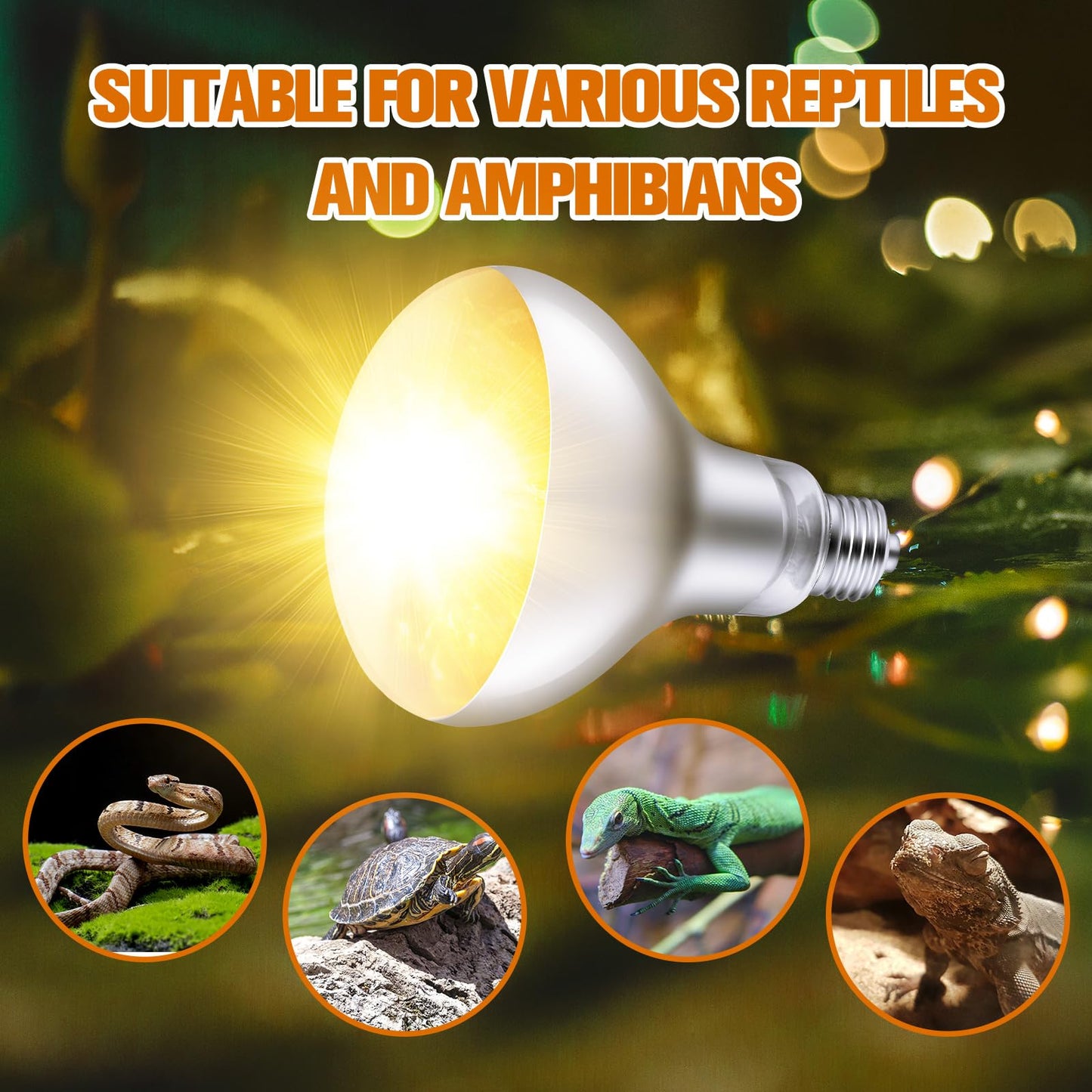160W Reptile Heat Lamp Bulb Full Spectrum UVA UVB Reptile Light Bulb, Reptile Sun Lamp Basking Light for Bearded Dragon, Mercury Vapor Bulb for Reptiles and Amphibians
