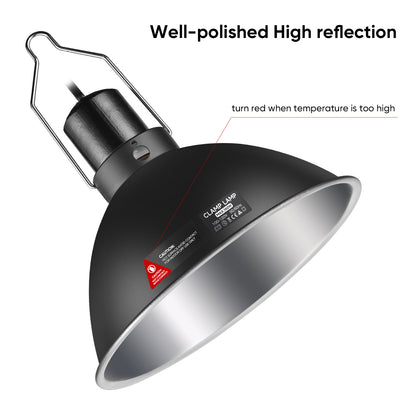 8.5 inch Reptile Heat Lamp with Thermostat, UVB Reptile Light Fixture with Dimming Thermostat, Deep Dome Reptile Lamp Fixture Max 150W for Bearded Dragon, Turtles, Snake and Lizard Terrarium