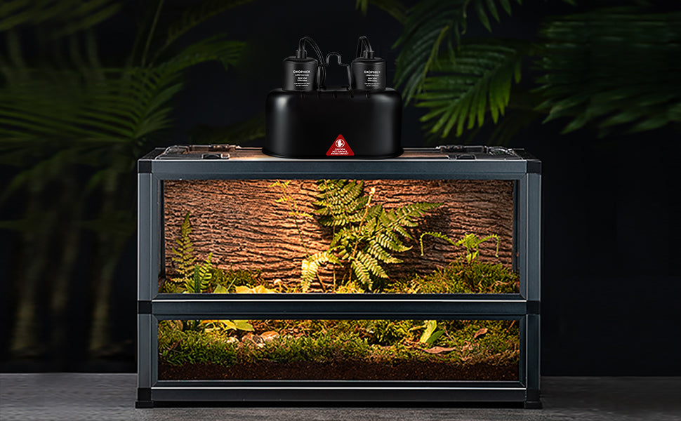 Nano Reptile Heat Lamp Fixture, Dual Reptile Light Fixture with