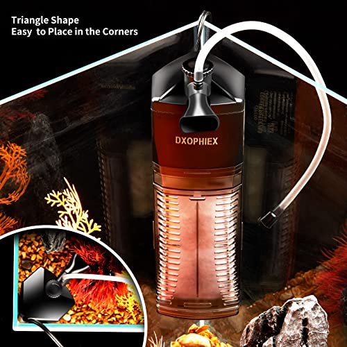 Internal Filter for Aquarium, Submersible Aquarium Filter for 13-30gallon Fish Tank and Turtle Tank with Triangle Shape Design Adjustable Water Flow and Replacement Cartridge