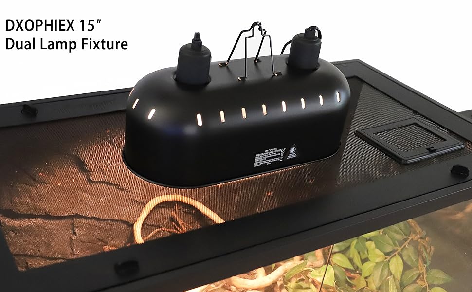 15inch Dual Reptile Light Fixture, Max 150W Dual Dome