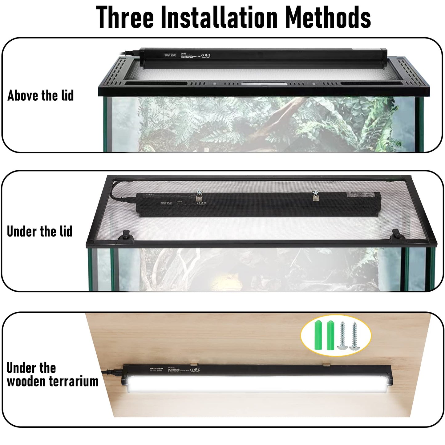 24W HO T5 UVB Reptile Light, Reptile UVB Light Fixture with Bulb, Reptile Light Fixture with 10.0 UVB Bulb Terrarium Light for Bearded Dragon Turtles Lizard and Snake