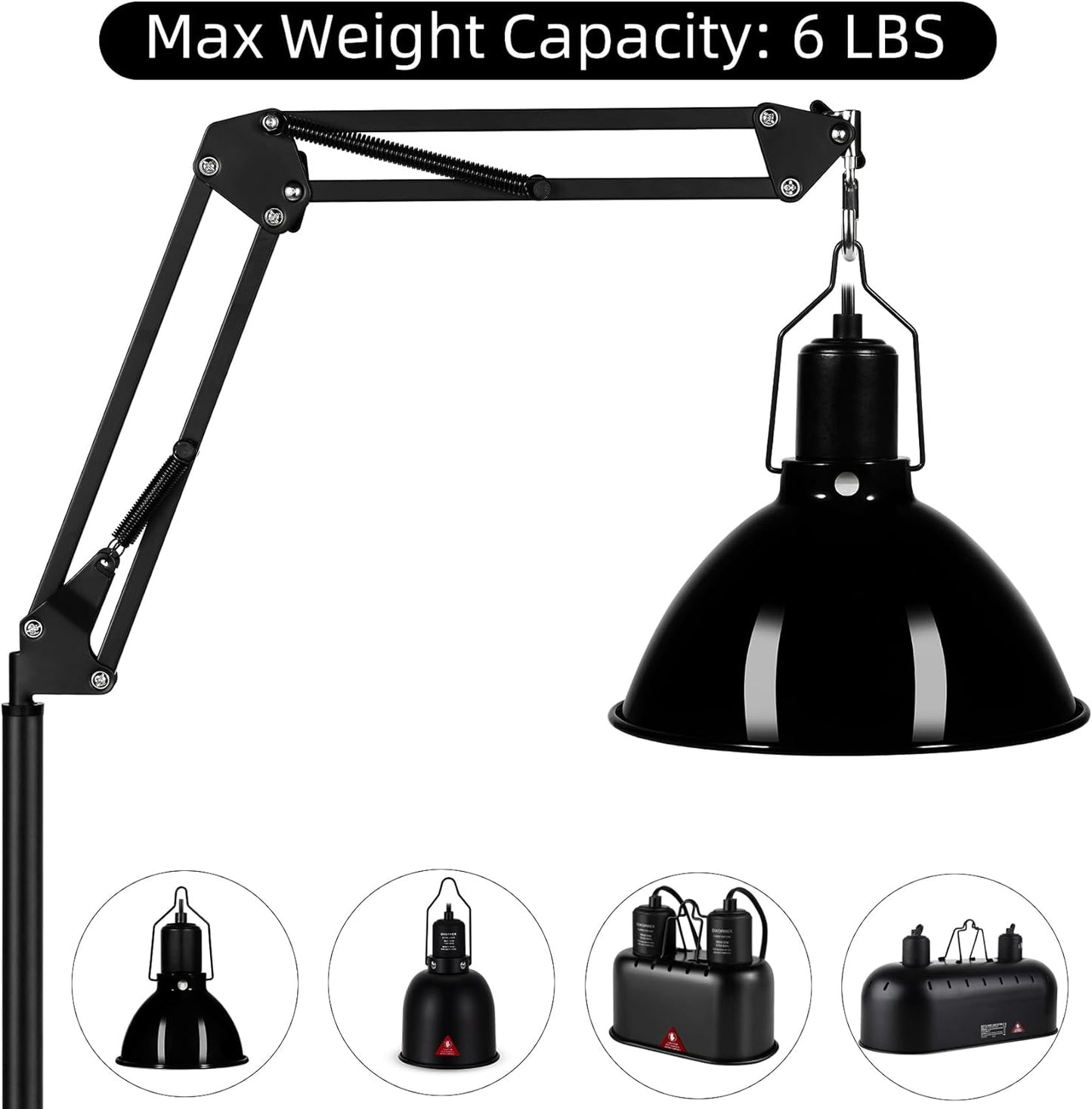 Reptile Heat Lamp Stand Reptile Light Stand with 360° Swing Arm