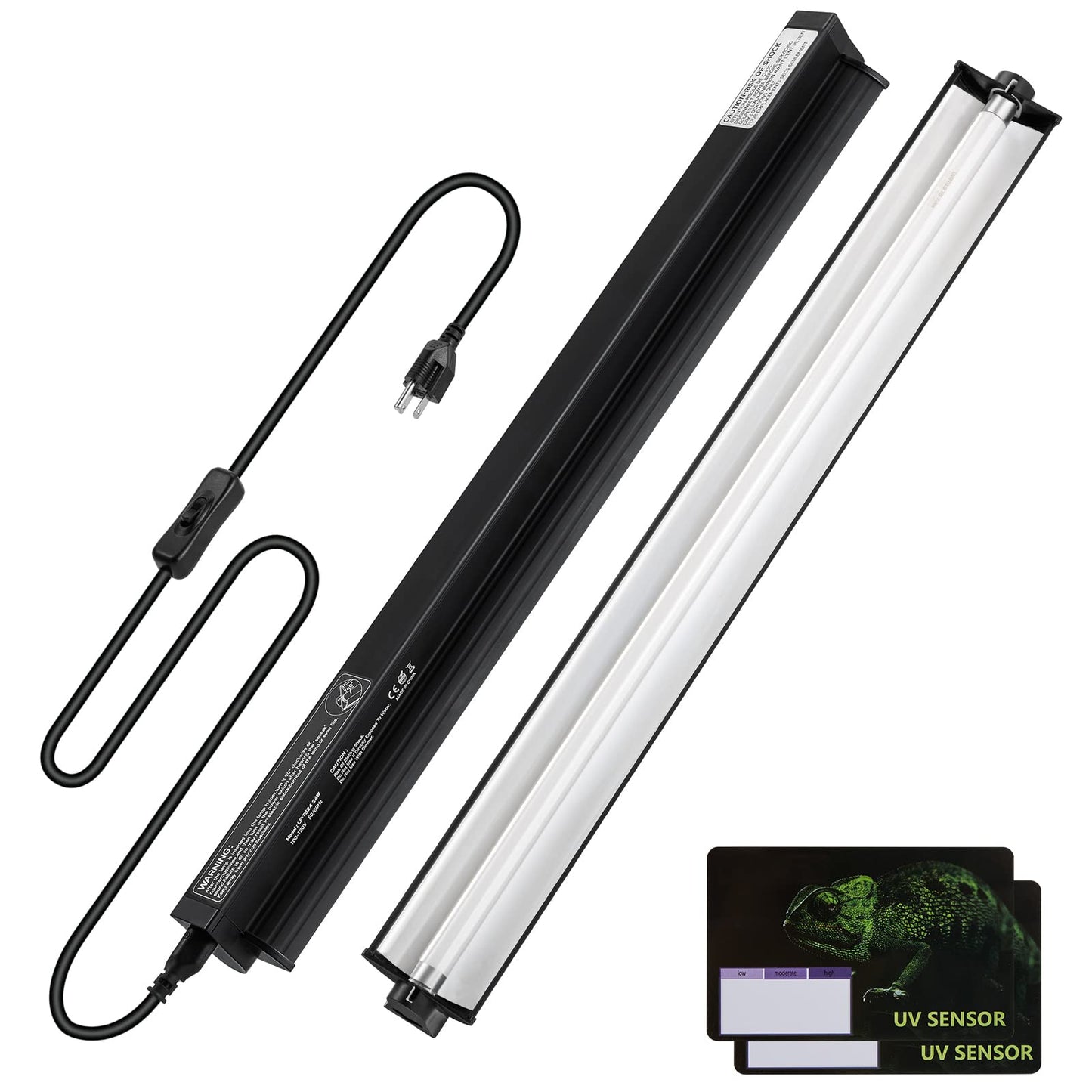 24W HO T5 UVB Reptile Light, Reptile UVB Light Fixture with Bulb, Reptile Light Fixture with 10.0 UVB Bulb Terrarium Light for Bearded Dragon Turtles Lizard and Snake