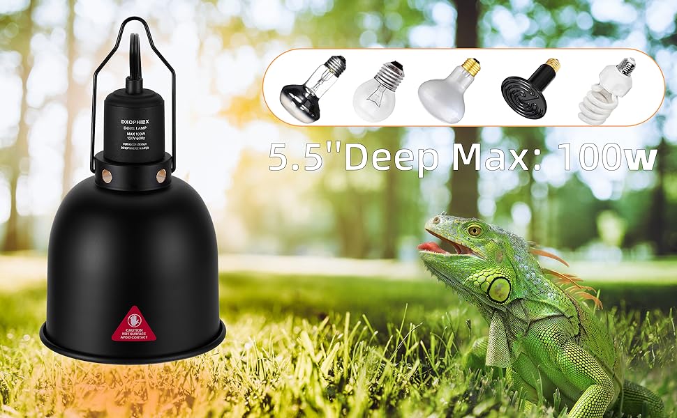 5.5inch Deep Dome Reptile Heat Lamp Reptile Light Fixture UVB