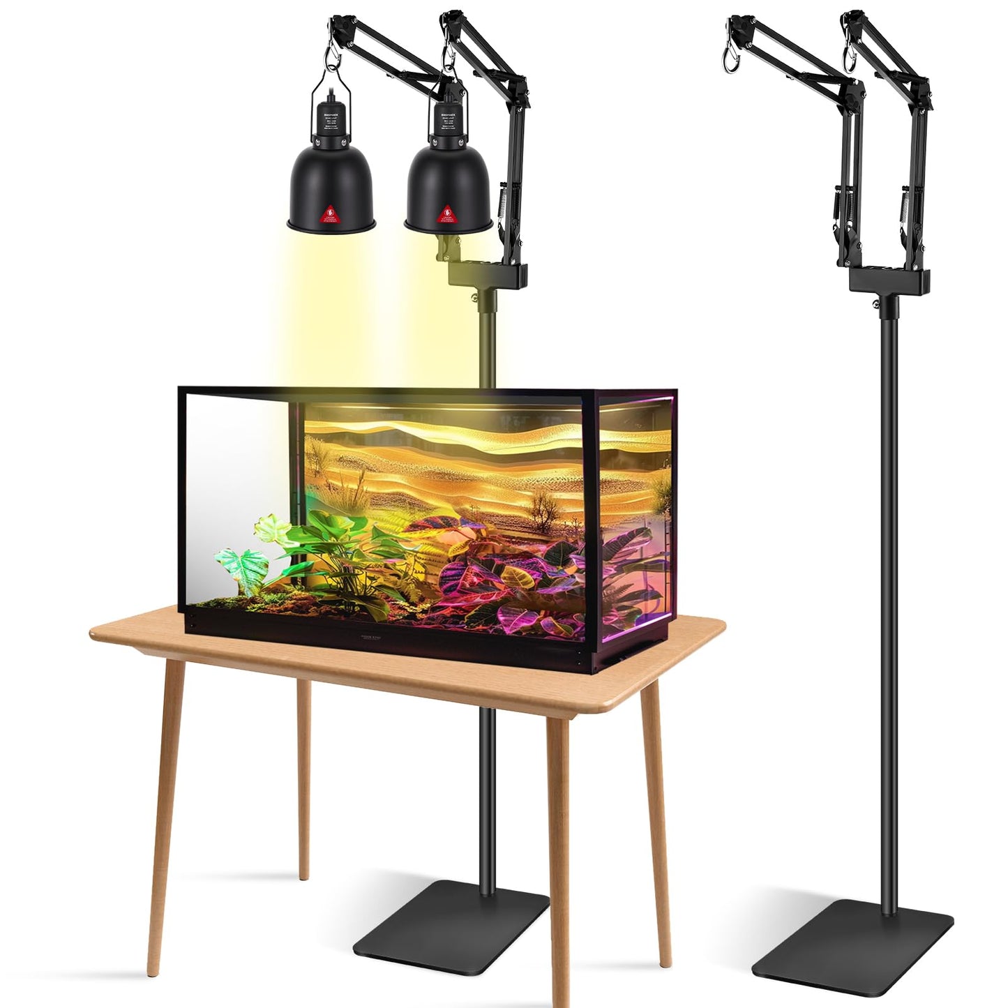 Dual Reptile Lamp Stand Reptile Light Stand with Two Flexible